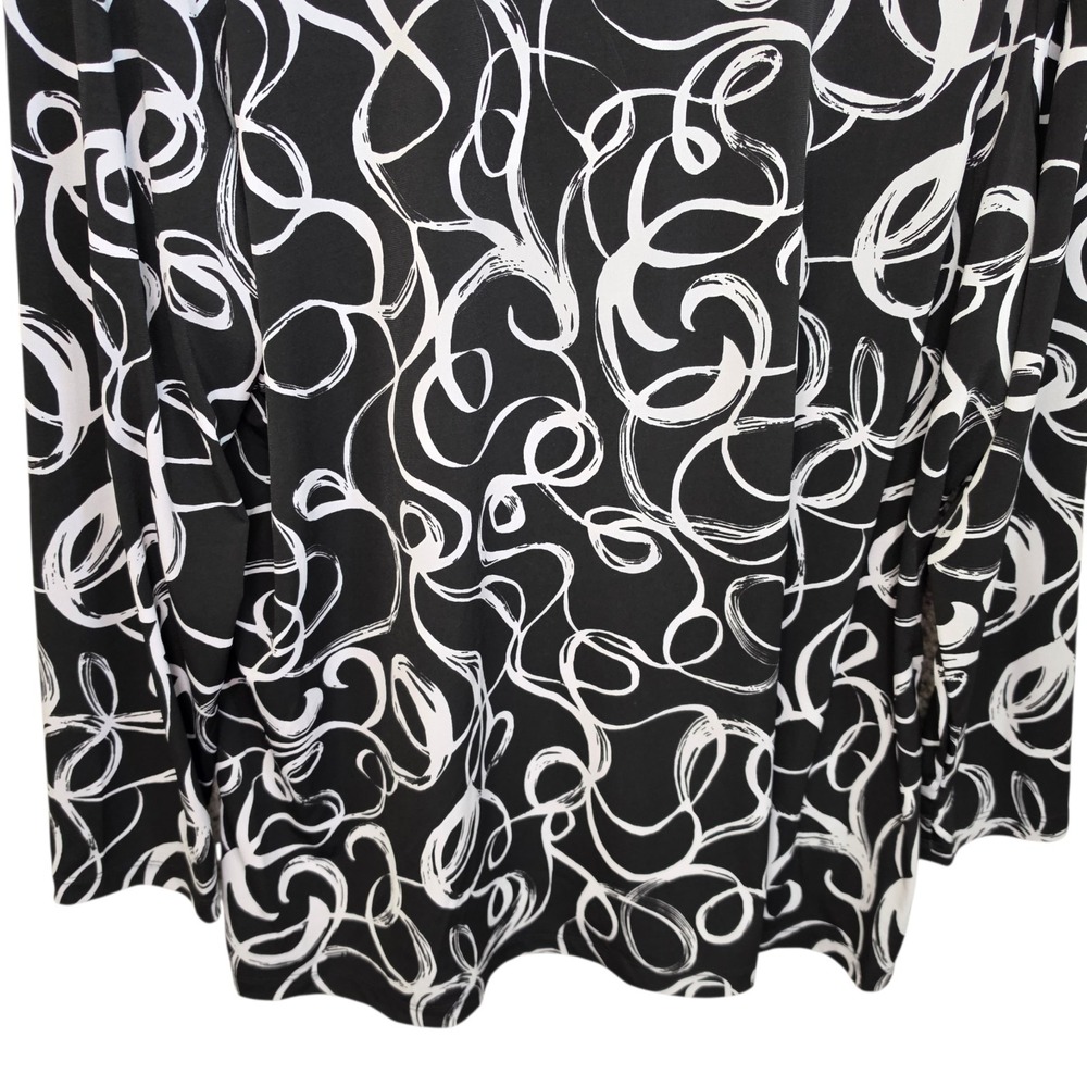 Susan Graver Top Womens Plus 1X Black Liquid Knit Mock‎ Neck Blouse Long Sleeve - Picture 5 of 7